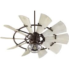 Hunter cedar key 52 indoor/outdoor flush mount ceiling fan in matte black by hunter fan company. 52 Rustic Windmill Ceiling Fan Shades Of Light
