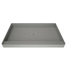 Tile Redi Redi Base 36 In X 36 In Single Threshold Shower Base In Grey With Center Drain 3636c Pvc The Home Depot Shower Base Tile Redi Shower Tray