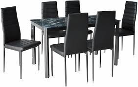 (1) sorensen 7 piece extension pedestal dining set $2,160. Amazon Com Ids Online 7 Pieces Home Dining Kitchen Furniture Set With With Faux Marble Glass Top Metal Leg And Frame Black Everything Else