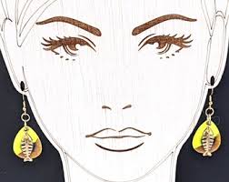Yellow Brown Green Hammered Blade Fishing Lure Earrings With Gold Fish Bone  Charms and Gold Hooks, Fisherwoman Gift, Female Angler Gift, 2in