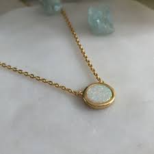 Gold Opal Necklace Dainty 14k Gold Vermiel Necklace Layering Etsy Opal Necklace Minimalist Necklace Gold Filled Earrings