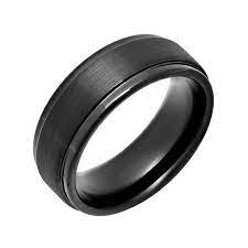 Brilliance Fine Jewelry Men S Black Ip Tungsten 8mm Step Edge Comfort Fit Wedding Band Mena A A S Ring Walmart Com Black Tungsten Mens Rings Mens Wedding Rings Tungsten Mens Jewelry