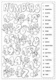 English Worksheet Numbers From 1 To 20 English Worksheets For Kids Learning English For Kids Worksheets For Kids