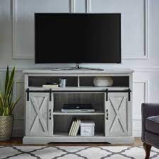 Bring the big screen home with the right tv stand. Stone Gray Sliding Barn Door Highboy Tv Stand Kirklands