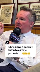 The Federal Minister for Climate Change and Energy, Chris Bowen, tells us  why climate protesters “holding a placard and yelling” won’t change his  opinion. @Ky Stewart @Australian Labor Party #labor ...