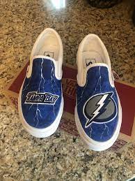 Hand Painted Tampa Bay Lightning Vans Vans Vans Classic Slip On Sneaker