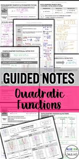 Quadratic Functions Unit Guided Notes Practice Homework And Applications Quadratics Quadratic Functions Teaching Algebra