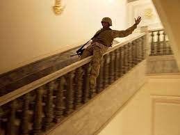 U S Soldier Slides Down The Banister Of One Of Saddam Hussein S Palaces Military Pictures Military Humor Us Soldiers
