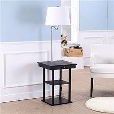 2 In1 Modern Side Table Floor Lamp With White Shade Usb Ports Built In Outlet Floor Lamp Table Modern Side Table Column Floor Lamp
