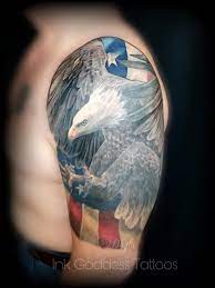 It would be a pride for any citizen to get their country's flag. Bald Eagle With American Flag Tattoo By Haylo By Haylo Tattoonow