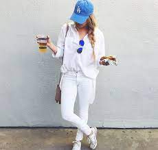 Urban Outfitters La Dodgers Hat Topshop Button Down Joe S Jeans Jeans Converse Shoes Gaming Clothes Outfits With Hats Baseball Game Outfits
