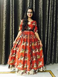 Kalankari Frock Frock Models Kalamkari Dresses Frocks For Girls