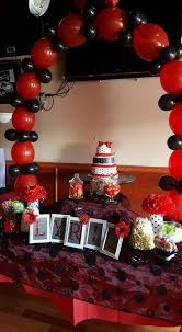 Ladybug Baby Shower Red And Black Cake And Candy Table Red Baby Shower Ladybug Baby Shower Ladybug Baby Shower Theme