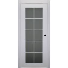 Belldinni 32 In X 80 In Smart Pro Polar White Left Hand Solid Core Wood 10 Lite Frosted Glass Single Prehung Interior Door 111008 Prehung Interior Doors Frosted Glass Interior Doors Frosted Glass