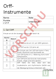 Dieser band hilft ihnen dabei, ihren. Arbeitsblatt Test Zu Den Orff Instrumenten Musik Gemischte Themen