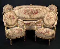A Rare And Important Louis Xvi Style Giltwood Salon Suite Comprising Of Four Fauteuils And A Canape C 1880 France Antika Sandalyeler Antika Mobilya Antikalar