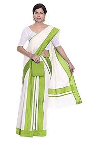 Online shopping for latest sarees in india, kerala. Fashionkiosks Women S Kerala Cotton Kasavu Set Mundu With Blouse 133013 White Light Green Buy Online In Germany At Desertcart 144954814