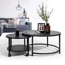 Accent your living room with a coffee, console, sofa or end table. Furniturer Round Coffee Table Black Set Of 2 0500400007429 Rona