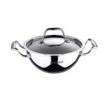 Bergner Argent Stainless Steel Wok Kadai With Lid 28 Cm Bg 6333 In 2020 Wok Stainless Stainless Steel