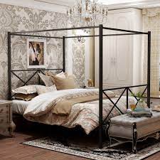 Four poster bed canopy netting functional mosquito net full queen king finehomelistings 5 out of 5 stars (801) $ 29.99. Trule Canopy Bed Frame Queen Size Black Metal 4 Poster Mattress Foundation Modern Post Corner With Headboard For Girls Adults Wayfair