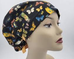 Women's Surgical Scrub Hats, or Scrub Caps-butterflies & Feathers