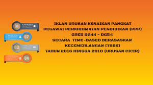Pemendekan time based service untuk kumpulan pelaksana dari 13 tahun kepada 10 tahun bagi urusan kenaikan pangkat. Iklan Kenaikan Pangkat Dg44 Dg54 2016 Hingga 2018 Urusan Cicir Pendidik2u