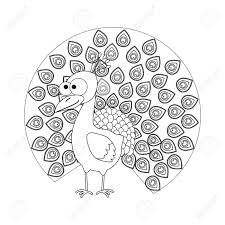 About peacock coloring pages peacocks are beautiful birds and a great coloring theme. Colorless Funny Cartoon Peacock Vector Illustration Coloring Page Preschool Education Royalty Free Cliparts Vectors And Stock Illustration Image 105148961
