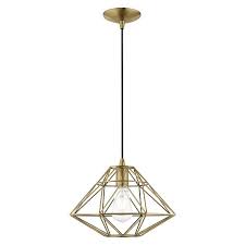 Livex Lighting Geometric Shade Mini Pendants Antique Brass Modern Contemporary Geometric Pendant Light In The Pendant Lighting Department At Lowes Com