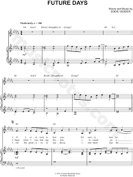 Pearl Jam Future Days Sheet Music In Db Major Transposable Download Print Pearl Jam Sheet Music Future Days