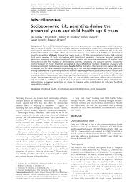 The ccr collaborative bioinformatics resource (ccbr) is a resource group which provides a mechanism for ccr researchers to obtain many different types of bioinformatics assistance to further their research goals. Pdf Socioeconomic Risk Parenting During The Preschool Years And Child Health Age 6 Years