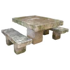 As a result, the benches are a popular choice of outdoor seating. Massive Cast Stone Slab Outdoor Table And Bench Set At 1stdibs