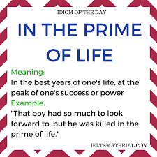 We would like to show you a description here but the site won't allow us. In The Prime Of Life Idiom Of The Day For Ielts Idioms And Phrases Ielts Idioms