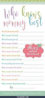 Free Printable Baby Shower Games Who Knows Mommy The Best Free Printable Baby Shower Games Baby Shower Printables Baby Shower Games