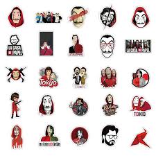 50pcs Set Tv Show Money Heist La Casa De Papel Sticker Waterproof To Diy Moto Car Laptop Pc Suitcase Cool In 2020 Cool Stickers Printable Stickers Sticker Collection