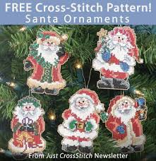 Patterns for cross stitching and making your very own christmas ornaments. Santa Ornaments Download From Just Crossstitch Newsletter Click On Th Cross Stitch Christmas Ornaments Cross Stitch Patterns Christmas Christmas Cross Stitch