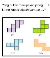 Kubus merupakan salah satu contoh bangun ruang tiga dimensi yang memiliki 6 sisi, 12 rusuk, dan 8 titik sudut. Yang Bukan Merupakan Jaring Jaring Kubus Adalah Gambar Brainly Co Id