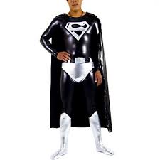 Black And Silver Superhero Suit Black And Silver Shiny Metallic Costume Shiny Metallic Spandex Superman Zentai Costume Black And Silver Shiny Metallic Spandex Superman Zentai Cosplay Costume Superman Costumes Black Superman Costume Costume Tights