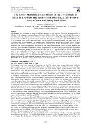 Microfinance is not simply banking; The Role Of Microfinance Institutions In The Development Of Small And