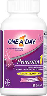 Amazon Com One A Day Women S Prenatal 1 Multivitamin Supplement For Before During And Post Pregnancy Including Vitamins A C D E B6 B12 And Omega 3 Dha 90 Count Health Personal Care