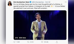 Kanye west has surprised his wife kim kardashian with a hologram of her late father for her 40th birthday. Rapper Kanye West Gifts His Wife Kim Kardashian A Hologram Of Her Late Father Gulftoday