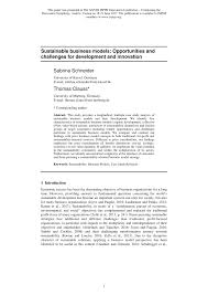 Pdf Sustainable Business Models Opportunities And Challenges For Development And Innovation