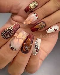 42 Outstanding Fall Nails Designs Ideas That Make You Want To Copy Fall Acrylic Nails Fall Nail Designs Fall Nail Art Designs