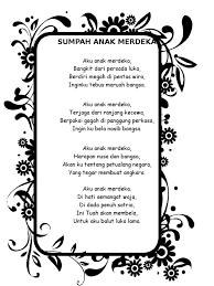 # sajak ini pernah memenangi sayembara puisi puteri pos, dan dimuatkan dalam antologi jamung merdeka kelolaan gapena. Sumpah Anak Merdeka