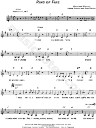 Print And Download Lead Sheets For Ring Of Fire By Johnny Cash Includes Complete Lyrics In G Major Guitar Chords And Lyrics Lyrics And Chords Johnny Cash Music