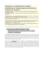 Padahal kekurangan karbohidrat juga dapat berbahaya untuk tubuh. Kelebihan Dan Kekurangan Karbohidrat Docx Dampak Yg Ditimbulkan Akibat Kelebihan Kekurangan Karbohidrat Lemak Protein Kelebihan Karbohidrat Diabetes Course Hero
