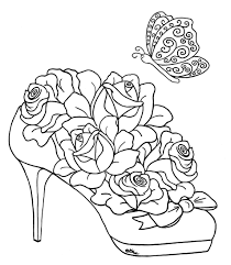 Coloring page with the head of a fox in a center of roses and beautiful leaves. Roses And Hearts Coloring Pages Coloring Home