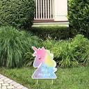 Amazon.com : Big Dot of Happiness Rainbow Unicorn - Outdoor Lawn ...