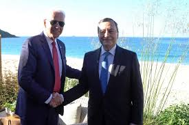 Us president joe biden (s) and prime minister mario draghi during the 2021 g7 under british presidency, in cornwall (united kingdom), 11 june 2021. Fra Draghi E Biden E Piena Sintonia Su Giovani Donne E Ambiente