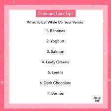 What To Eat While On Your Period Milliedaily Period Hacks Period Kit Period Remedies