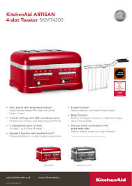 Whether you swear by a dollop of english mustard, a few slices of gherkin or a sprinkle of thyme, it helps to have a sandwich rack with your toaster. Kitchenaid Artisan 4 Slot Toaster 5kmt4205 Manualzz